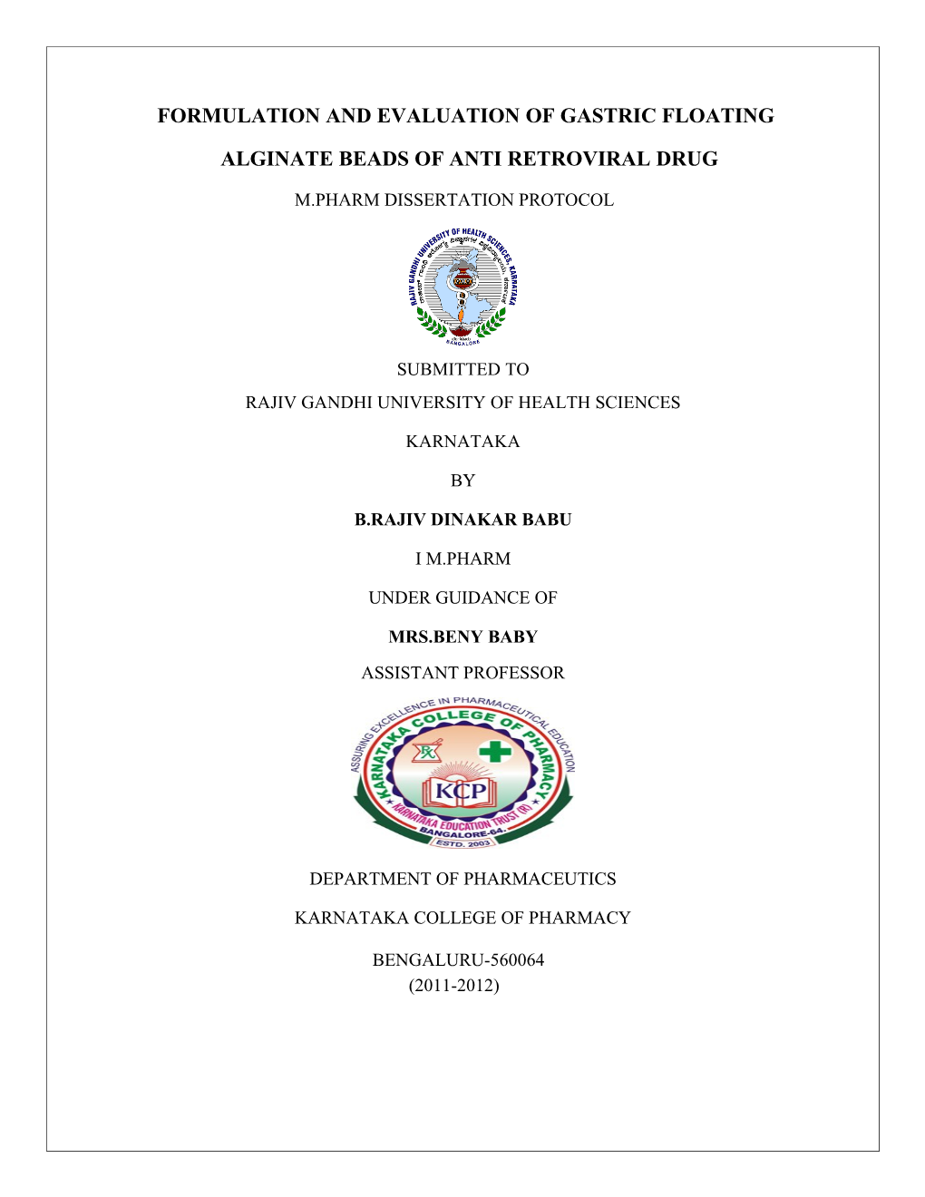 Development and Evaluation of Antihypertensive