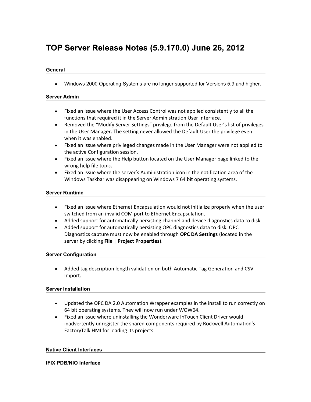 TOP Server Release Notes (5.9.170.0) June26, 2012