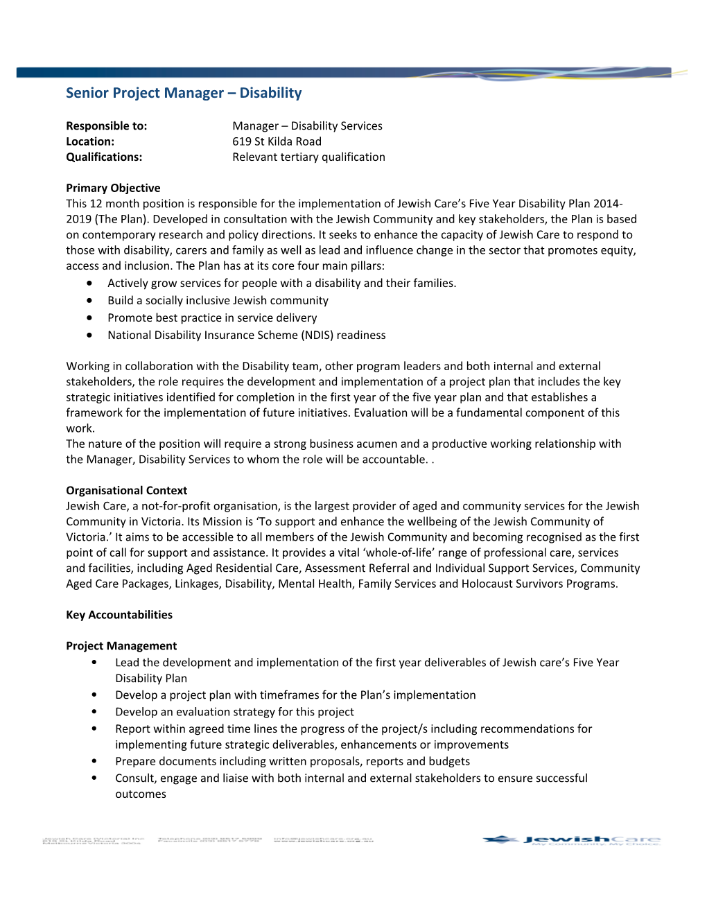Senior Project Manager Disability