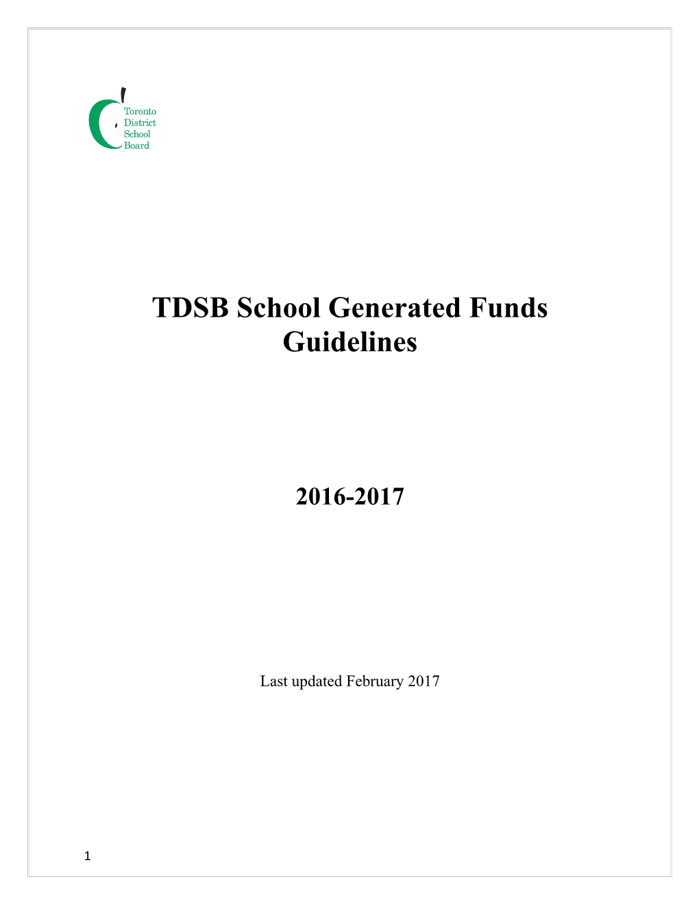 TDSB School Generated Funds Guidelines