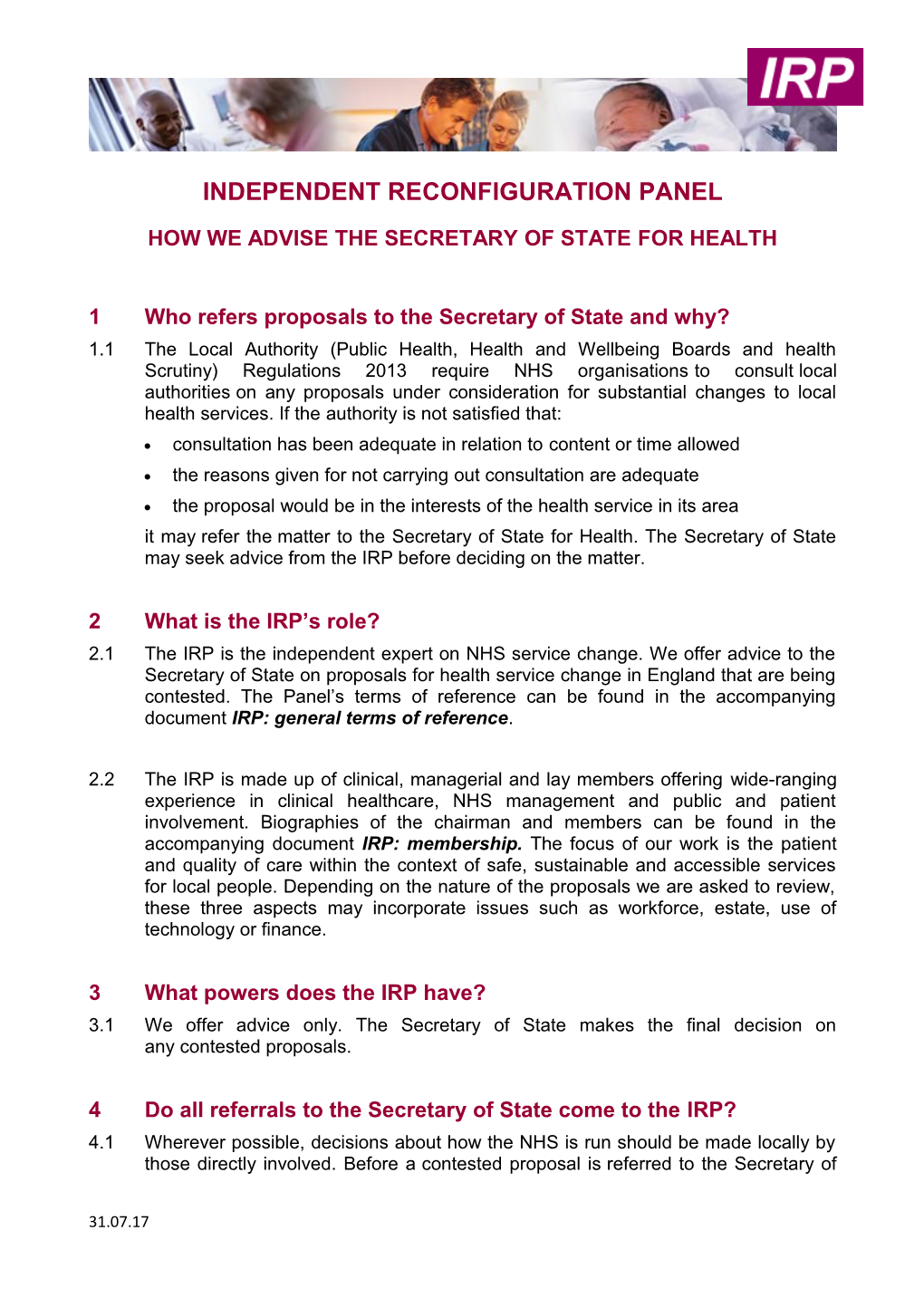 How We Advise the Secretary of State for Health