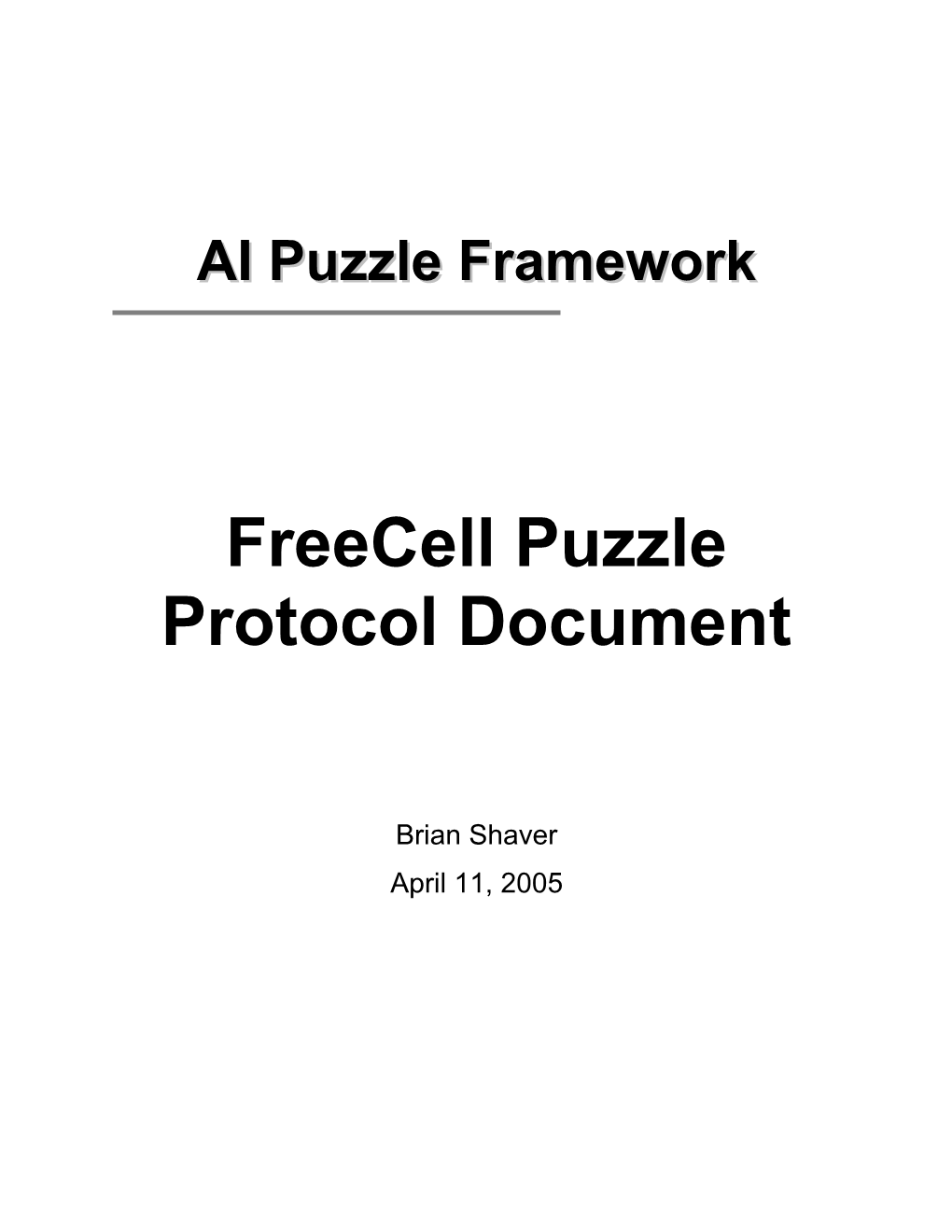 Freecell Puzzle Protocol Documentpage 1 of 7