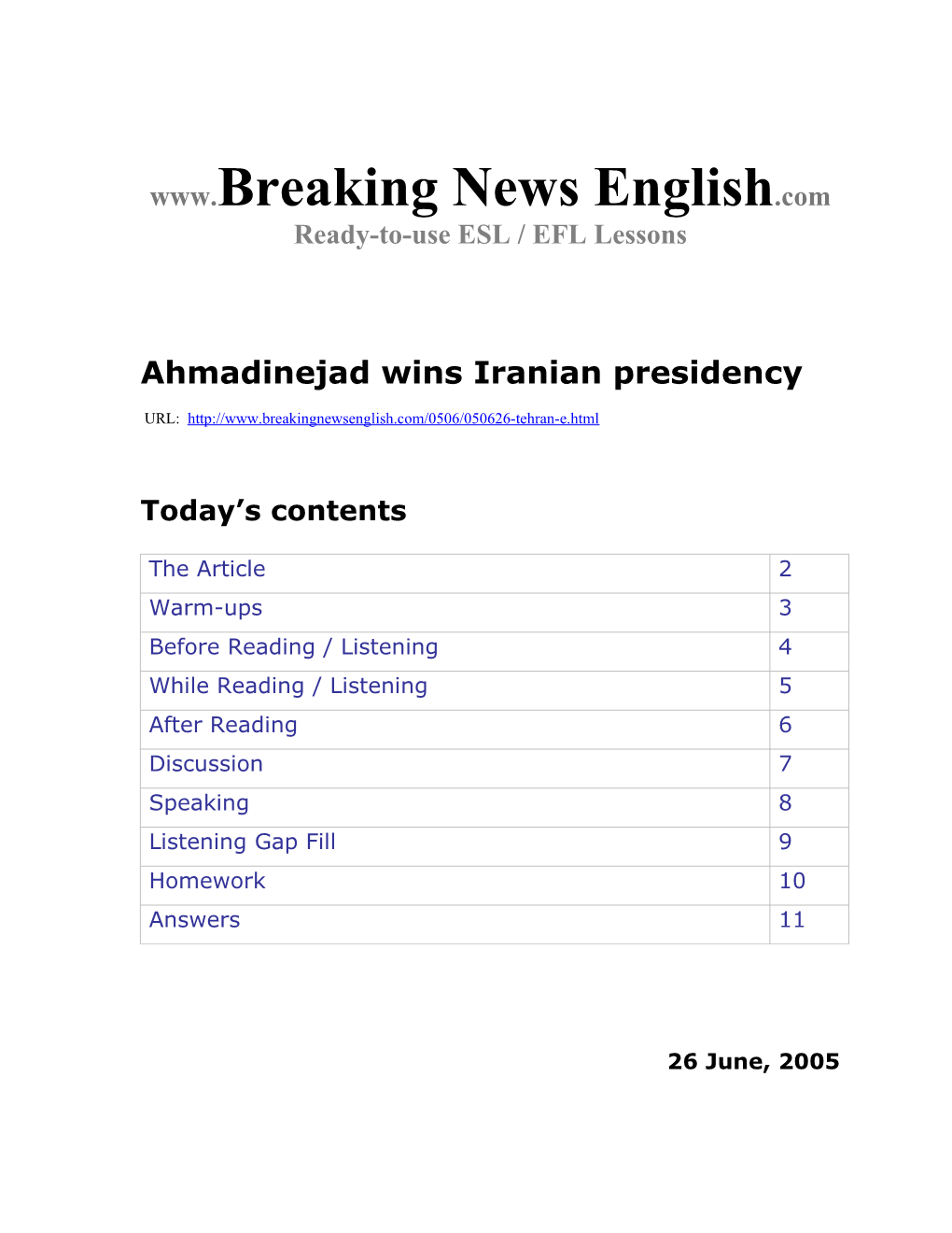 Ahmadinejad Wins Iranian Presidency