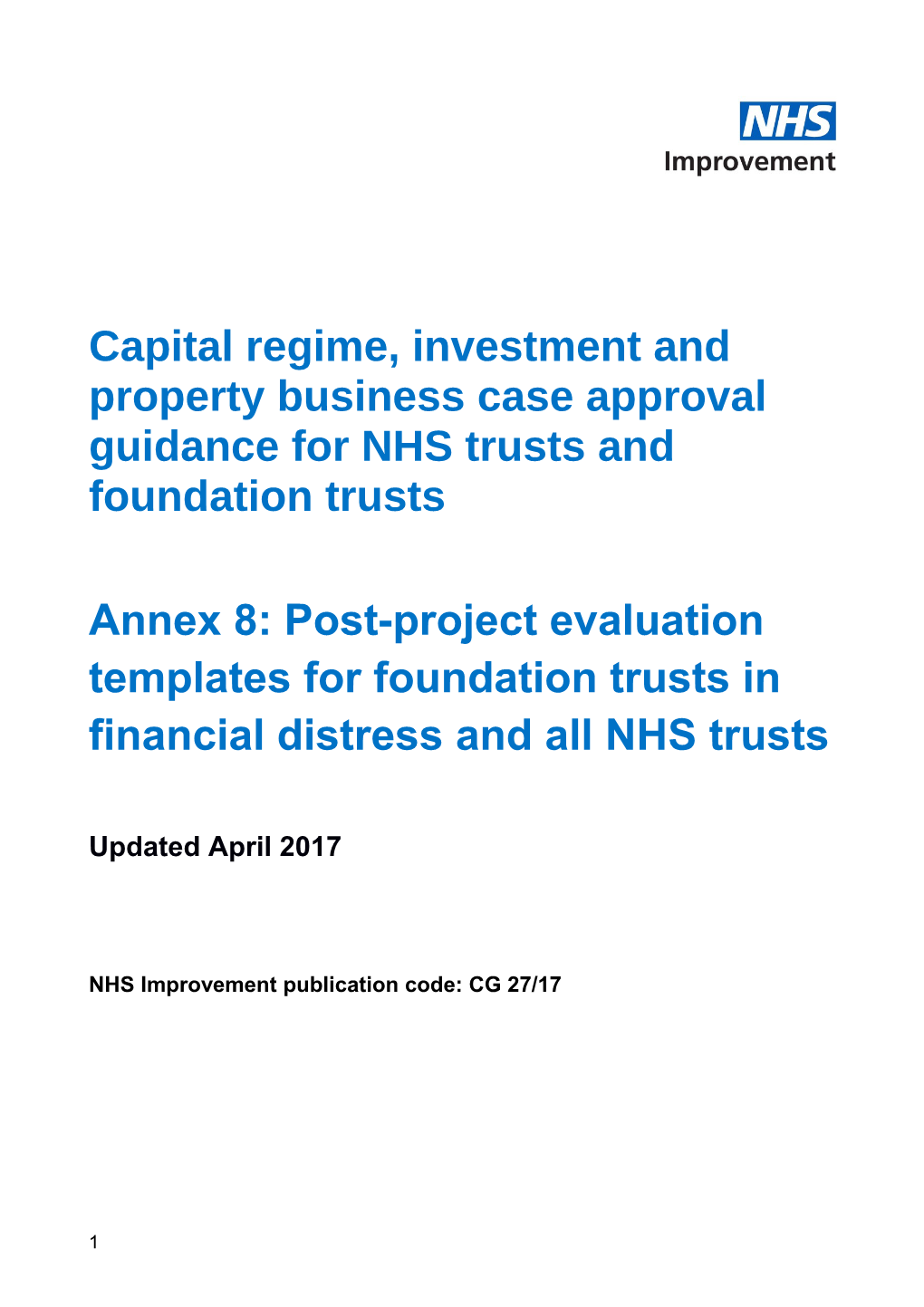 NHS Improvement Publication Code: CG 27/17