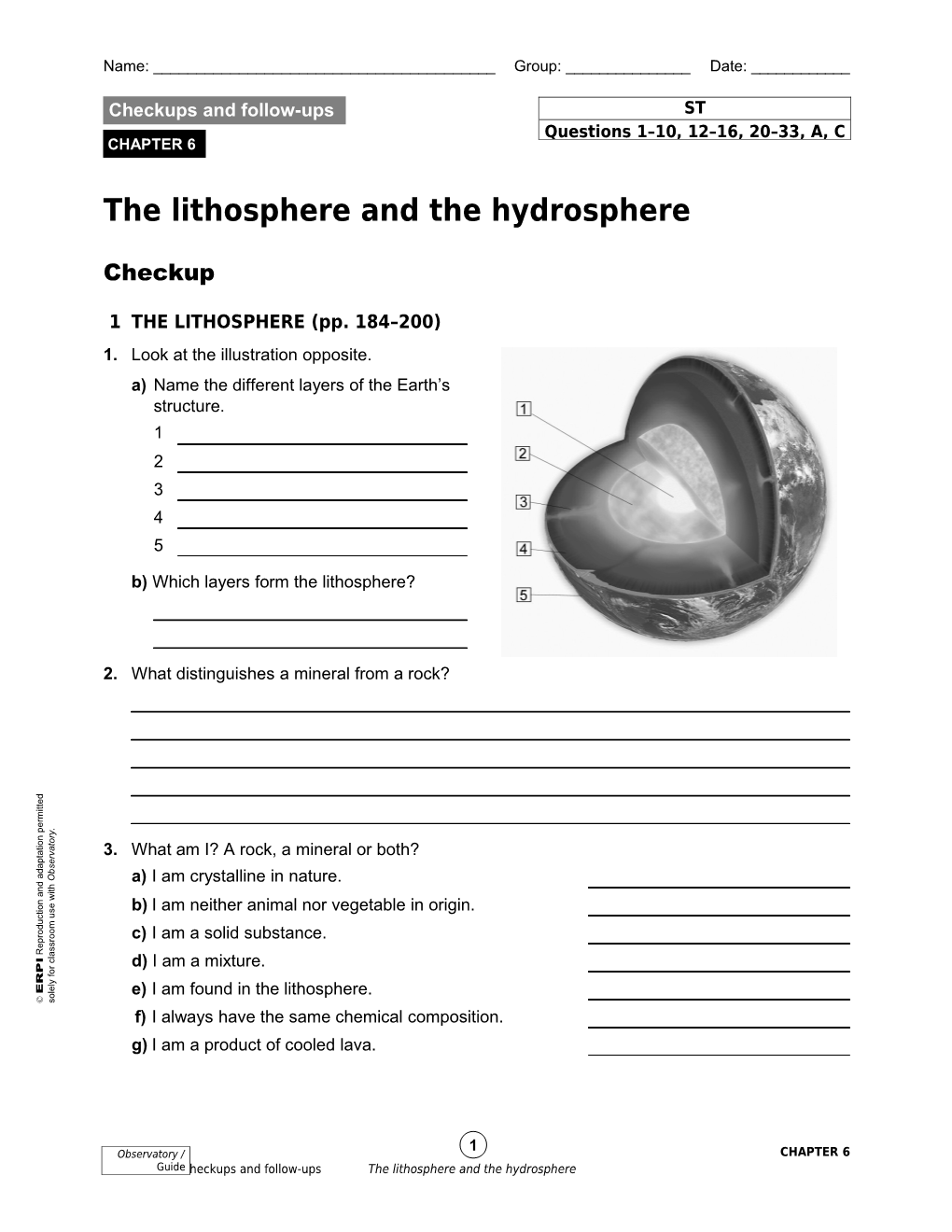 1 the Lithosphere (Pp. 184 200)