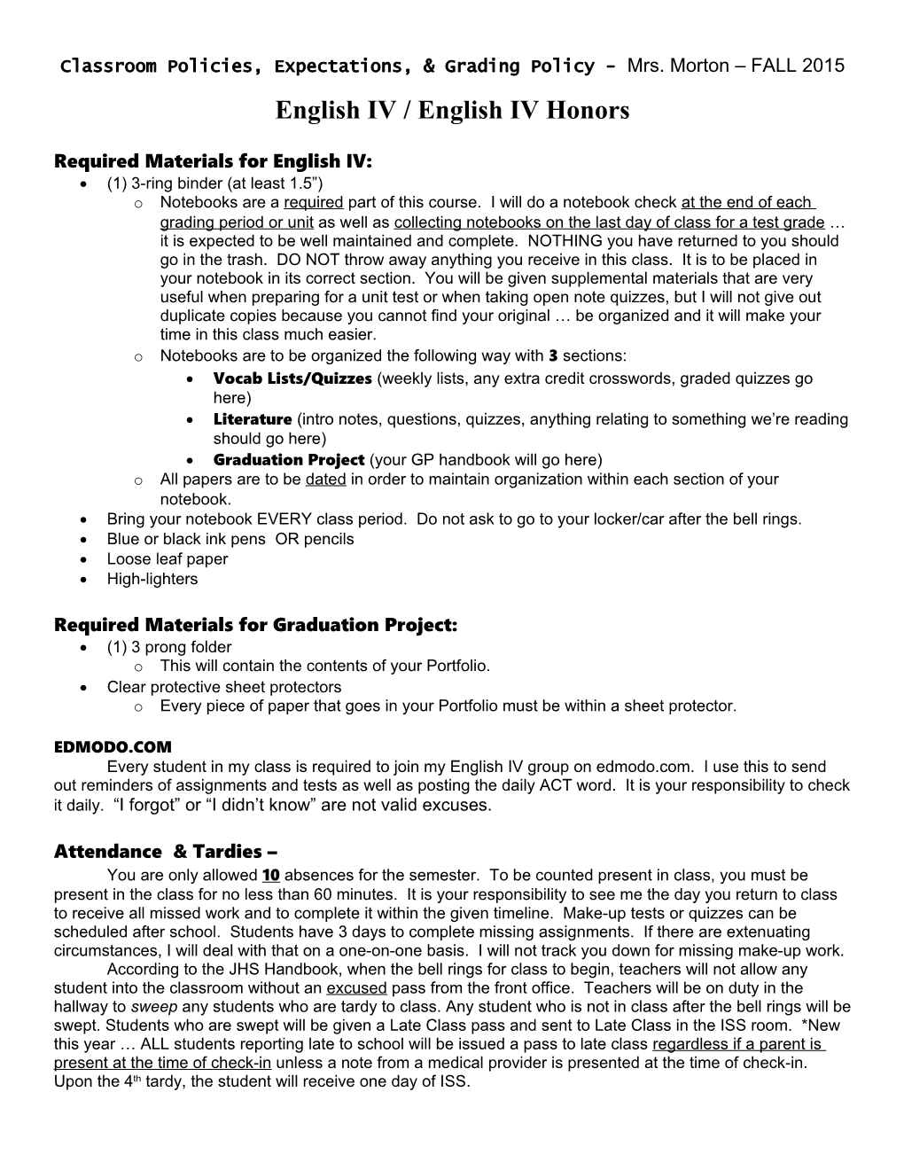 English IV Senior English