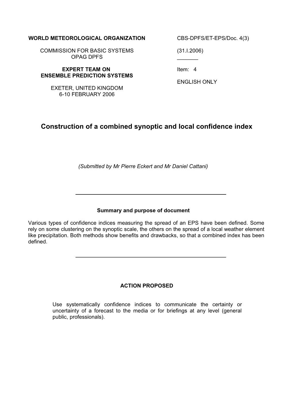 Construction of a Combined Synoptic and Local Confidence Index