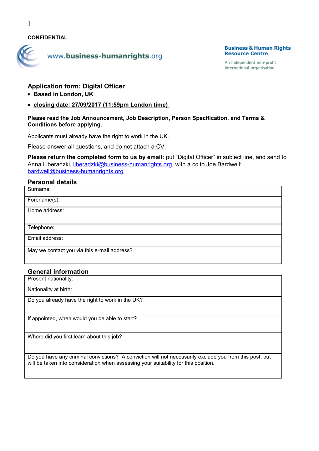 Application Form: Digital Officer