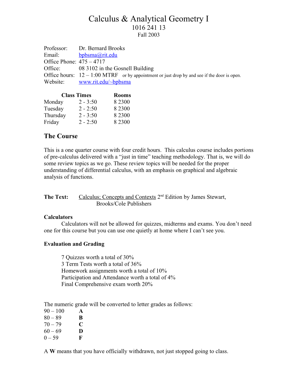 Calculus & Analytical Geometry II