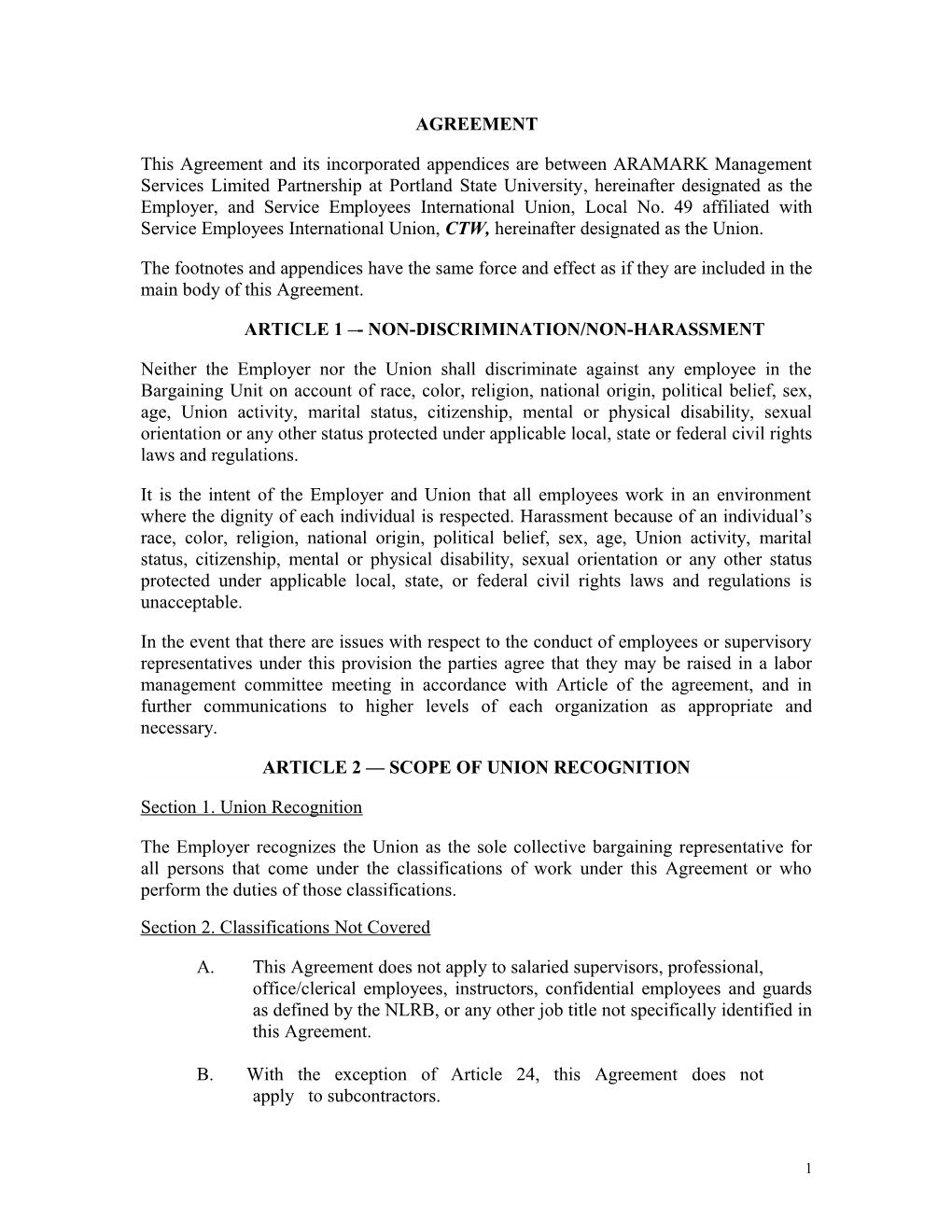 Master Janitorial Agreement 9-8-03