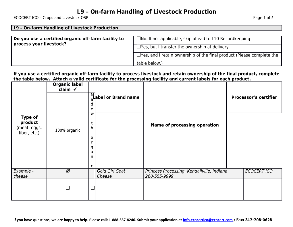L9 On-Farm Handling of Livestock Production