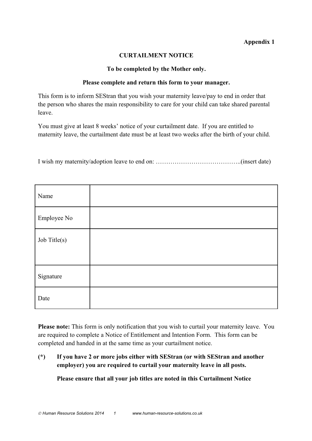 Please Complete and Return This Form to Your Manager