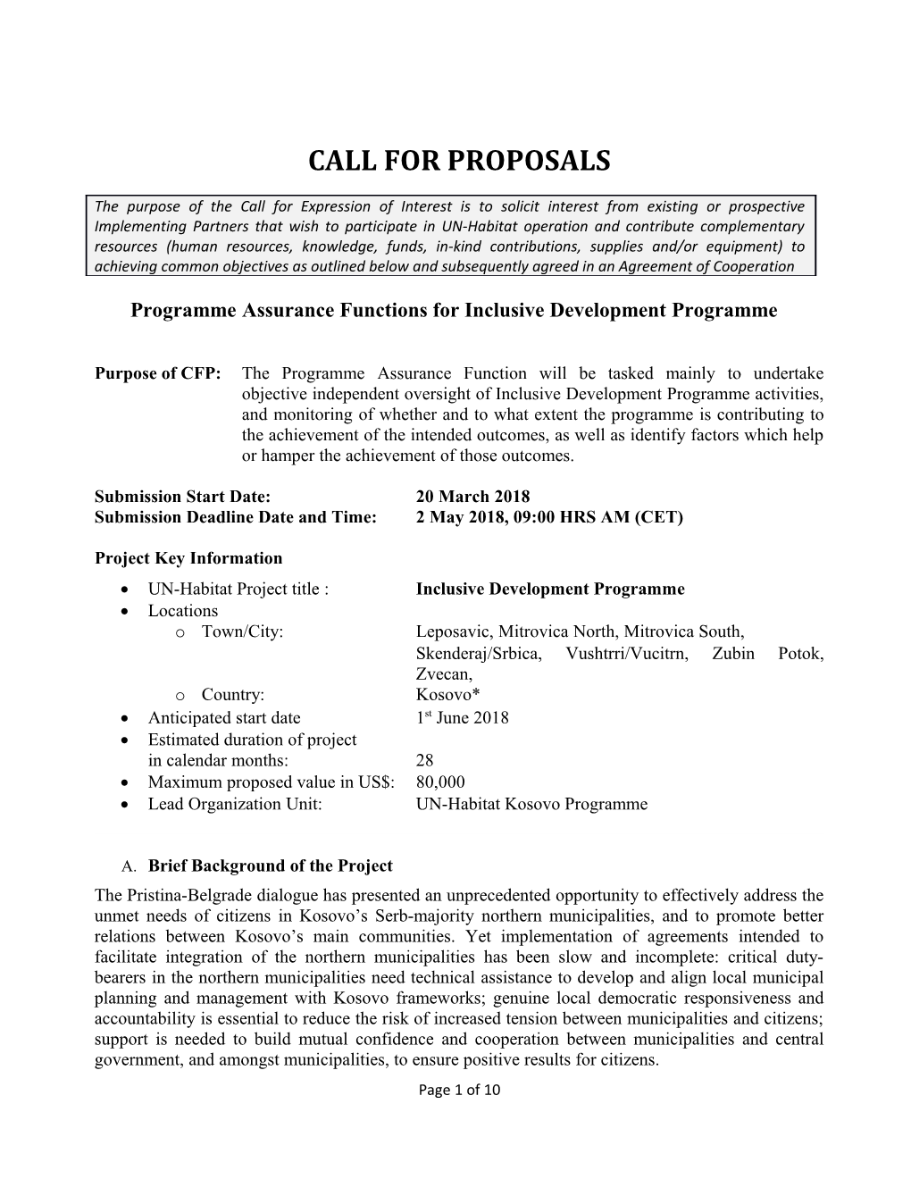 Programme Assurancefunctions for Inclusive Development Programme
