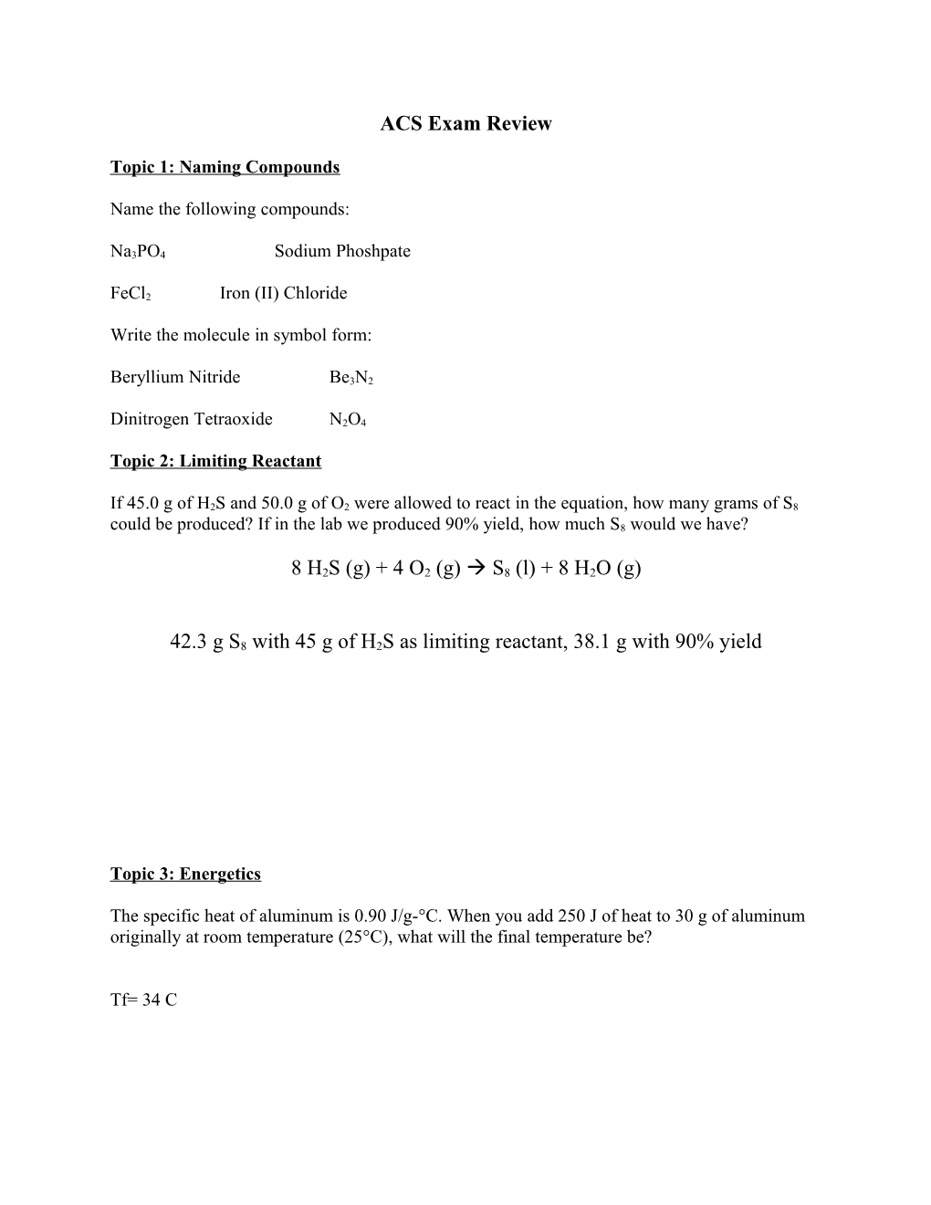 Topic 1: Naming Compounds