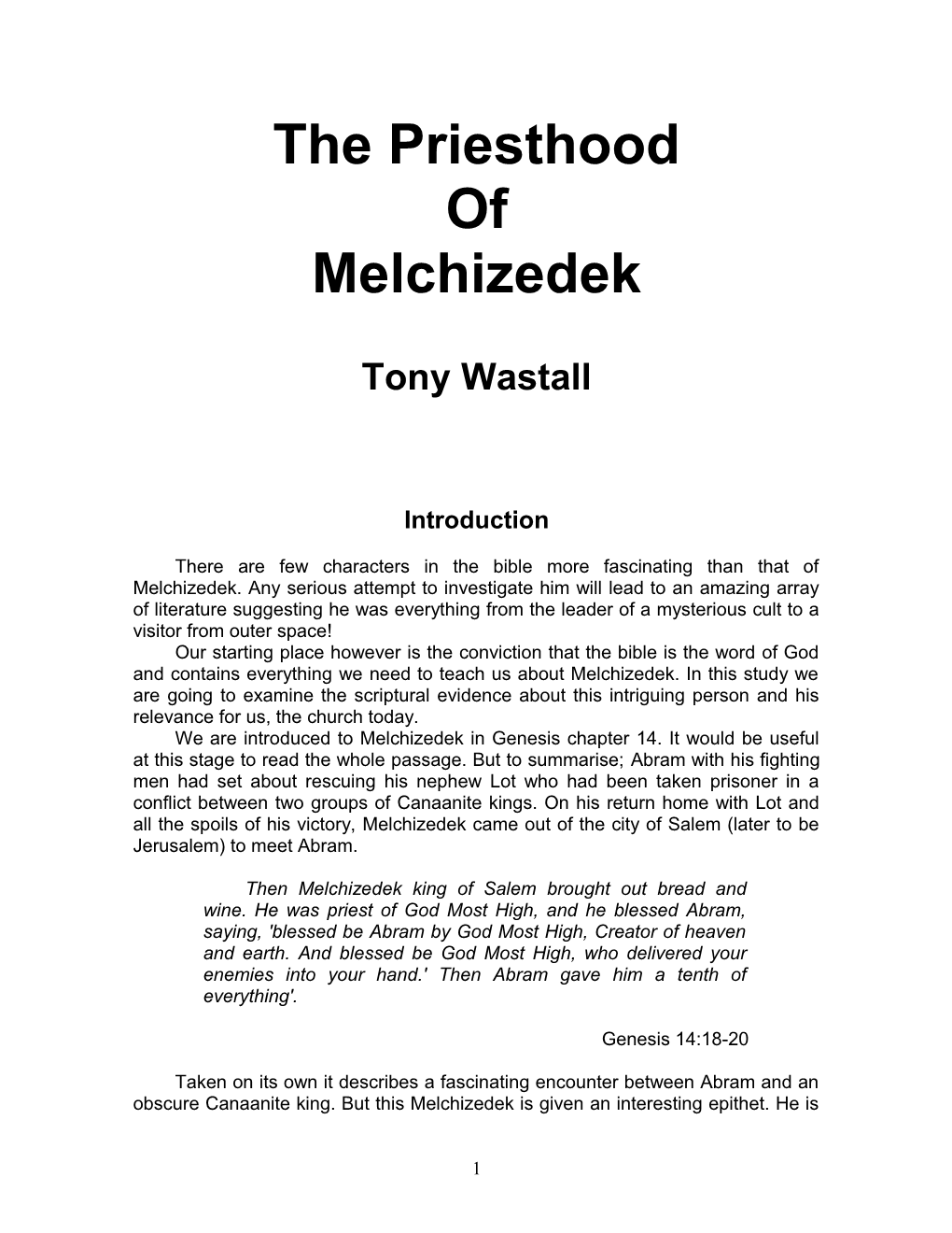 The Priesthood of Melchizedek