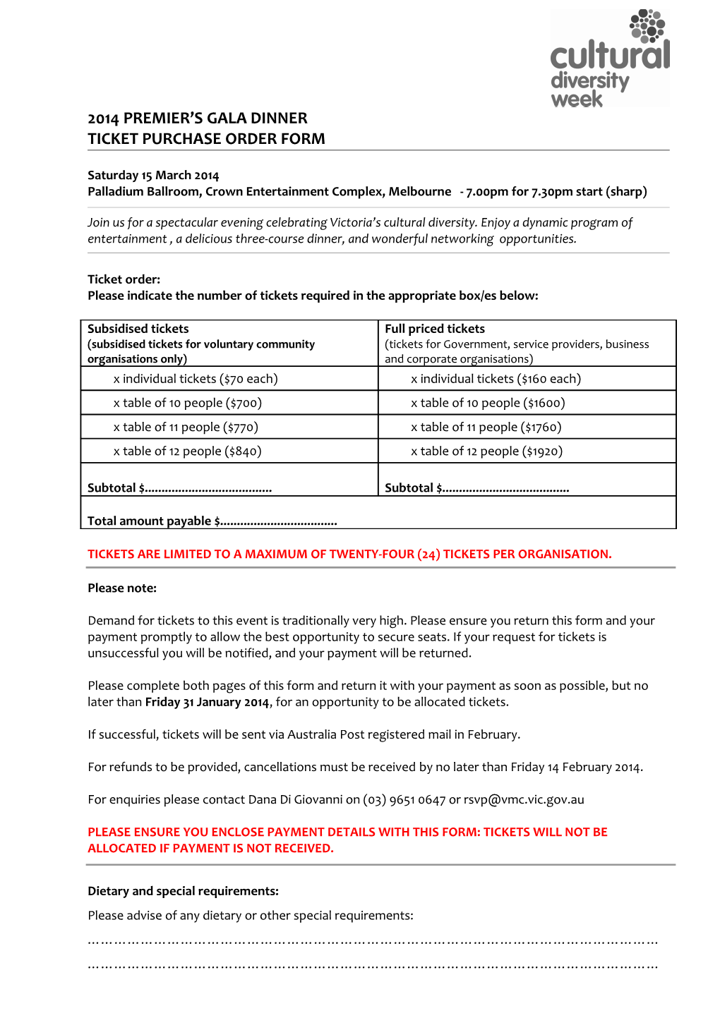 Ticket Purchase Order Form