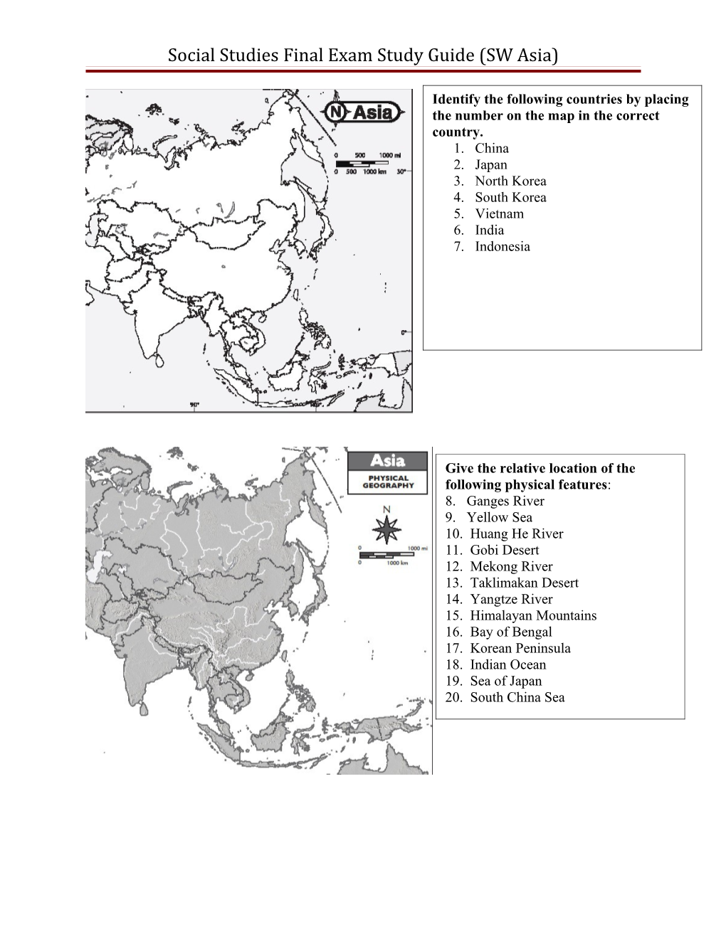 Social Studies Final Exam Study Guide