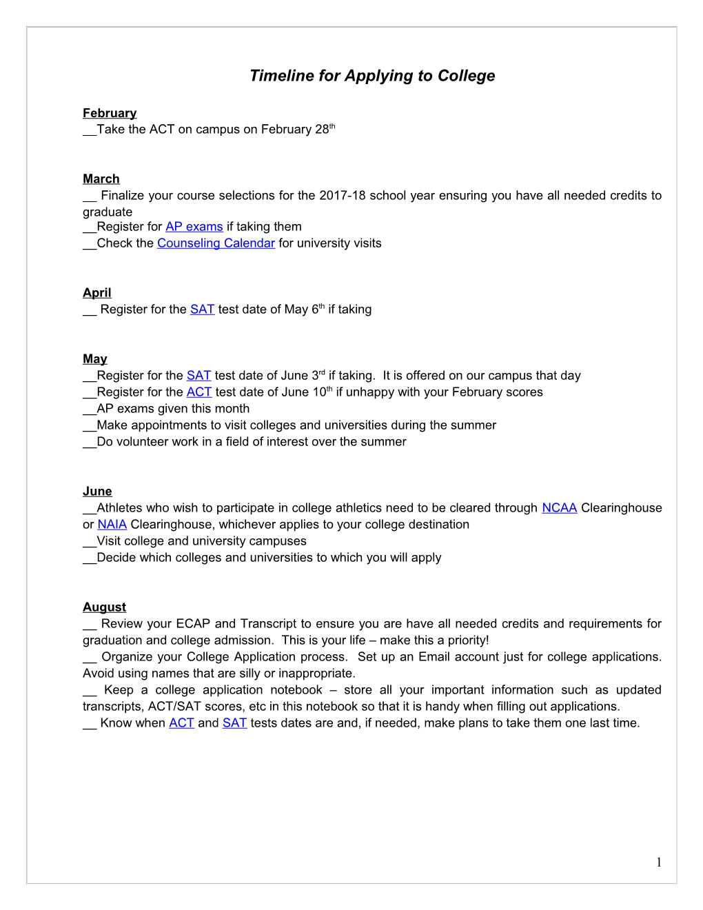 The College Admissions Process Parents, Students and Counselor Responsibilities