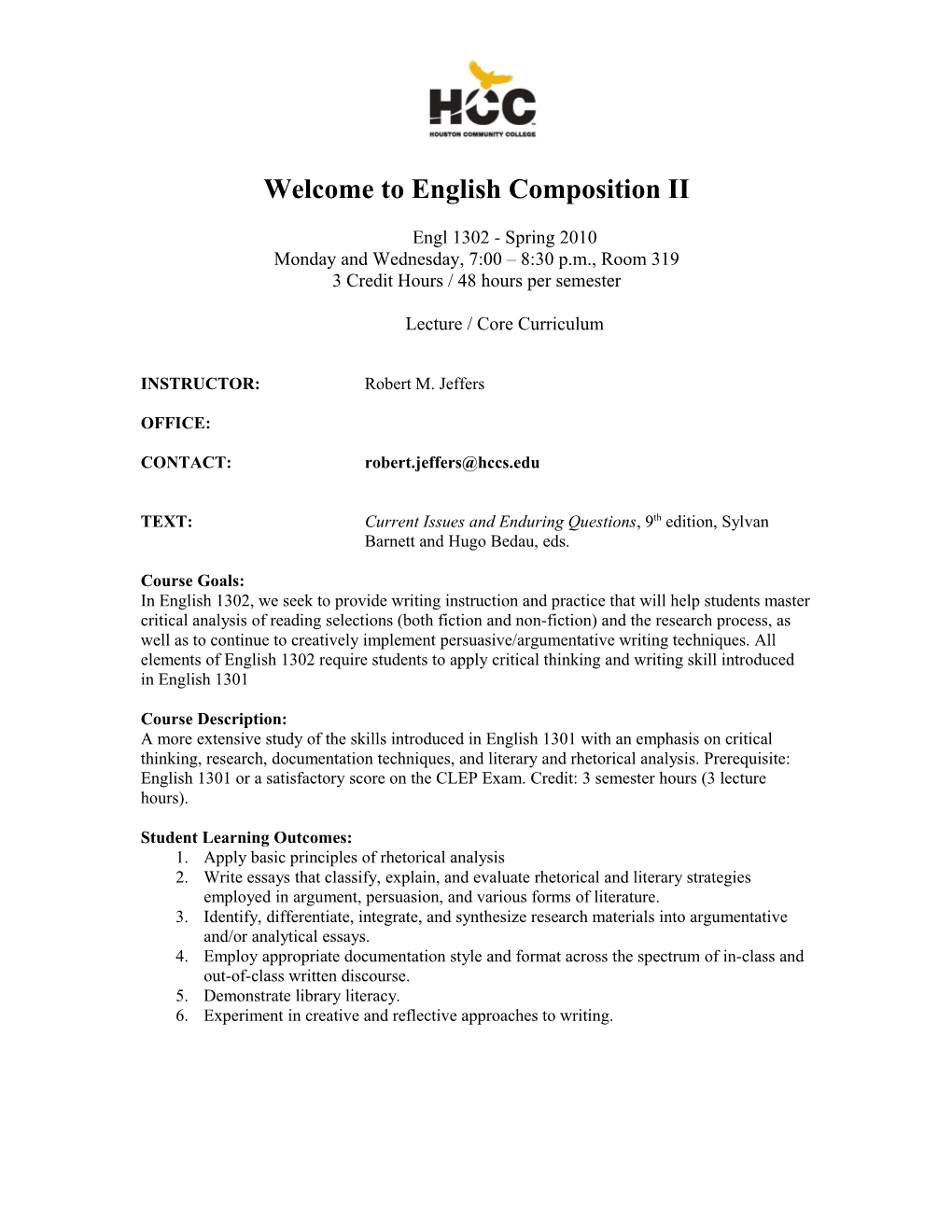 Welcome to English Composition II