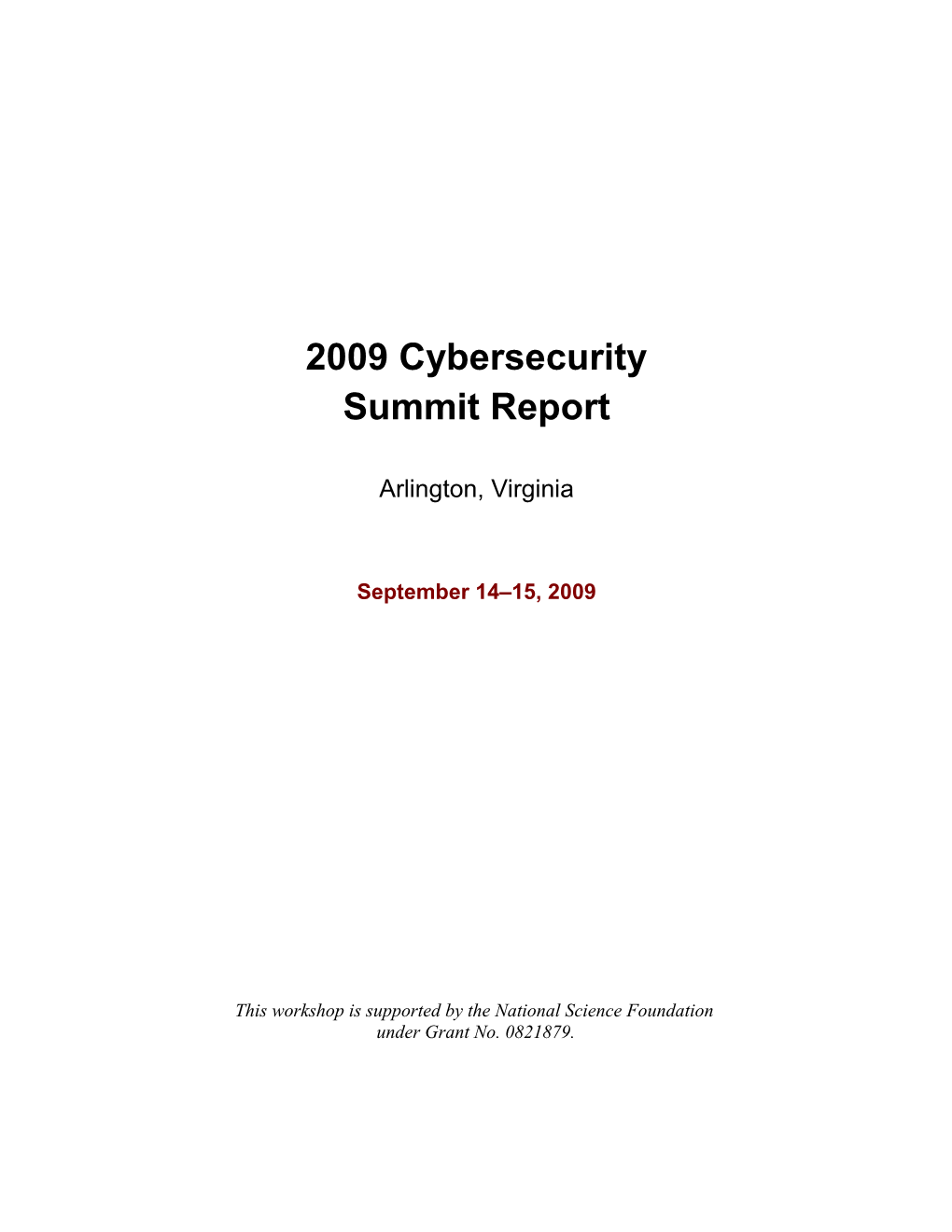 2009 Cybersecurity Summit Program Committee