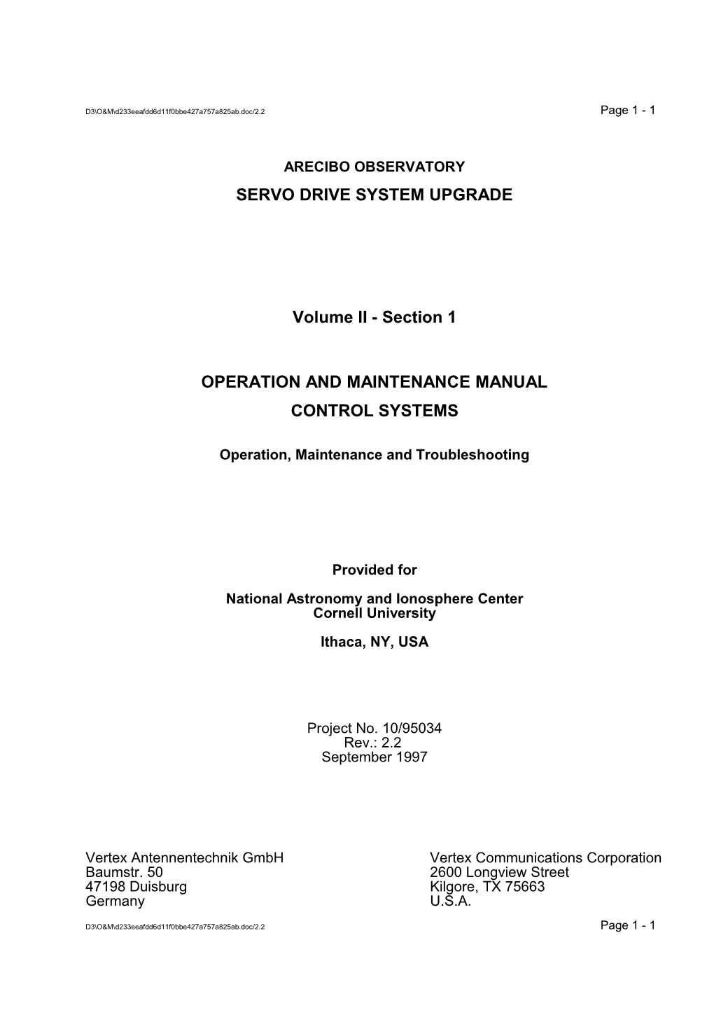 Arecibo Observatory Servo Drive System Upgrade