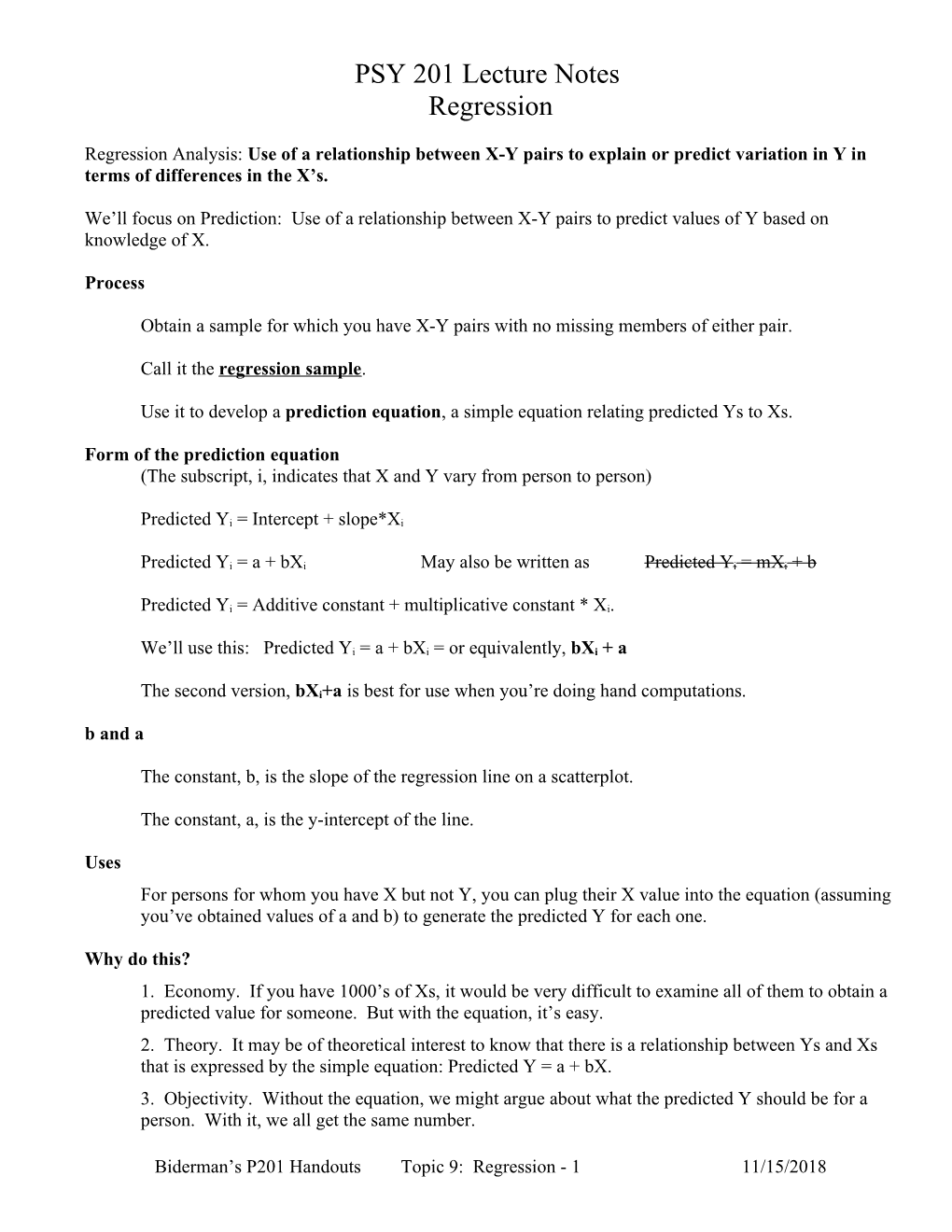 PSY 201 Lecture Notes