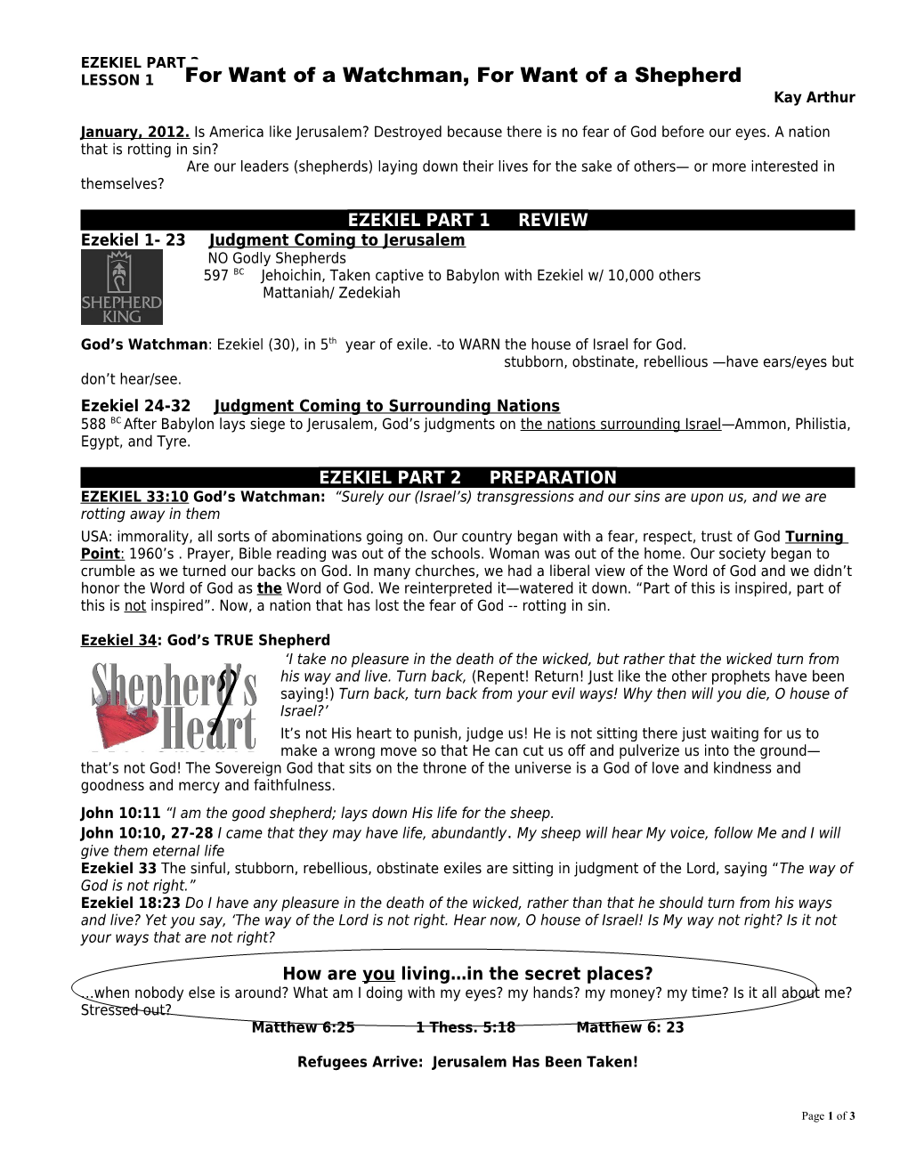 Ezekiel 1- 23 Judgment Coming to Jerusalem