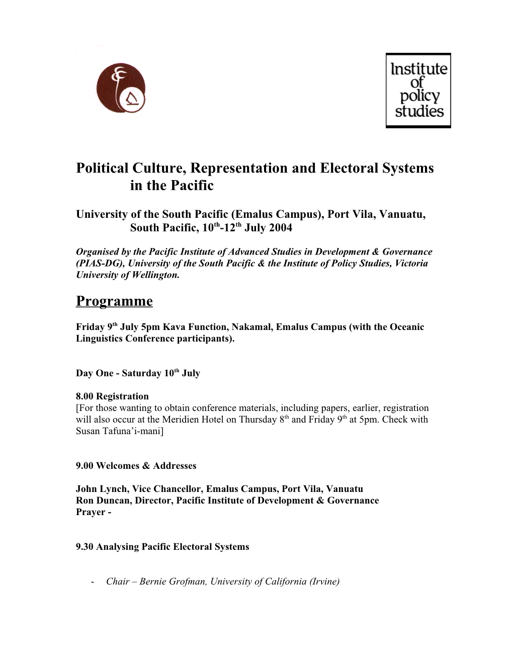 Ron Crocombe and Makiuti Tongia, POLITICAL CULTURE, REPRESENTATION and the ELECTORAL SYSTEM