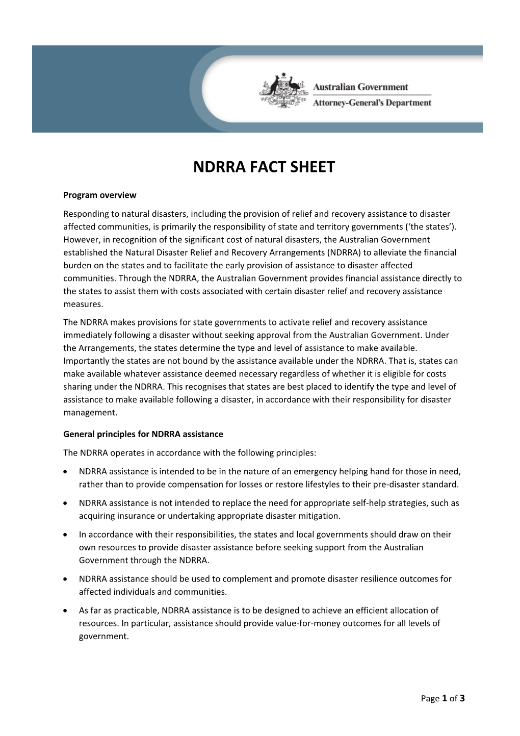 Ndrra Fact Sheet