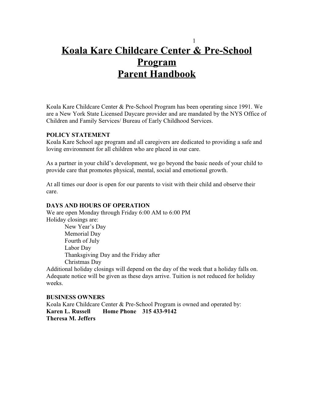 Koala Kare Childcare Center & Pre-School Program