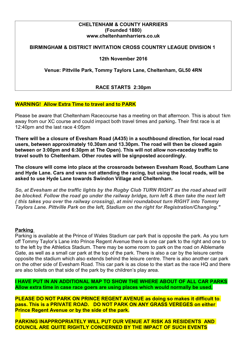 Birmingham & District Invitation Cross Country League Division 1