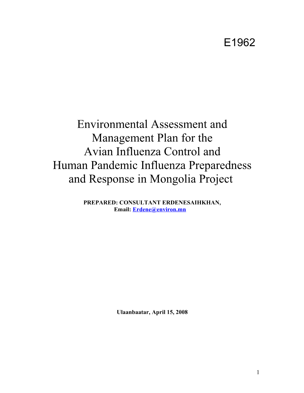 Environmental Assessment And
