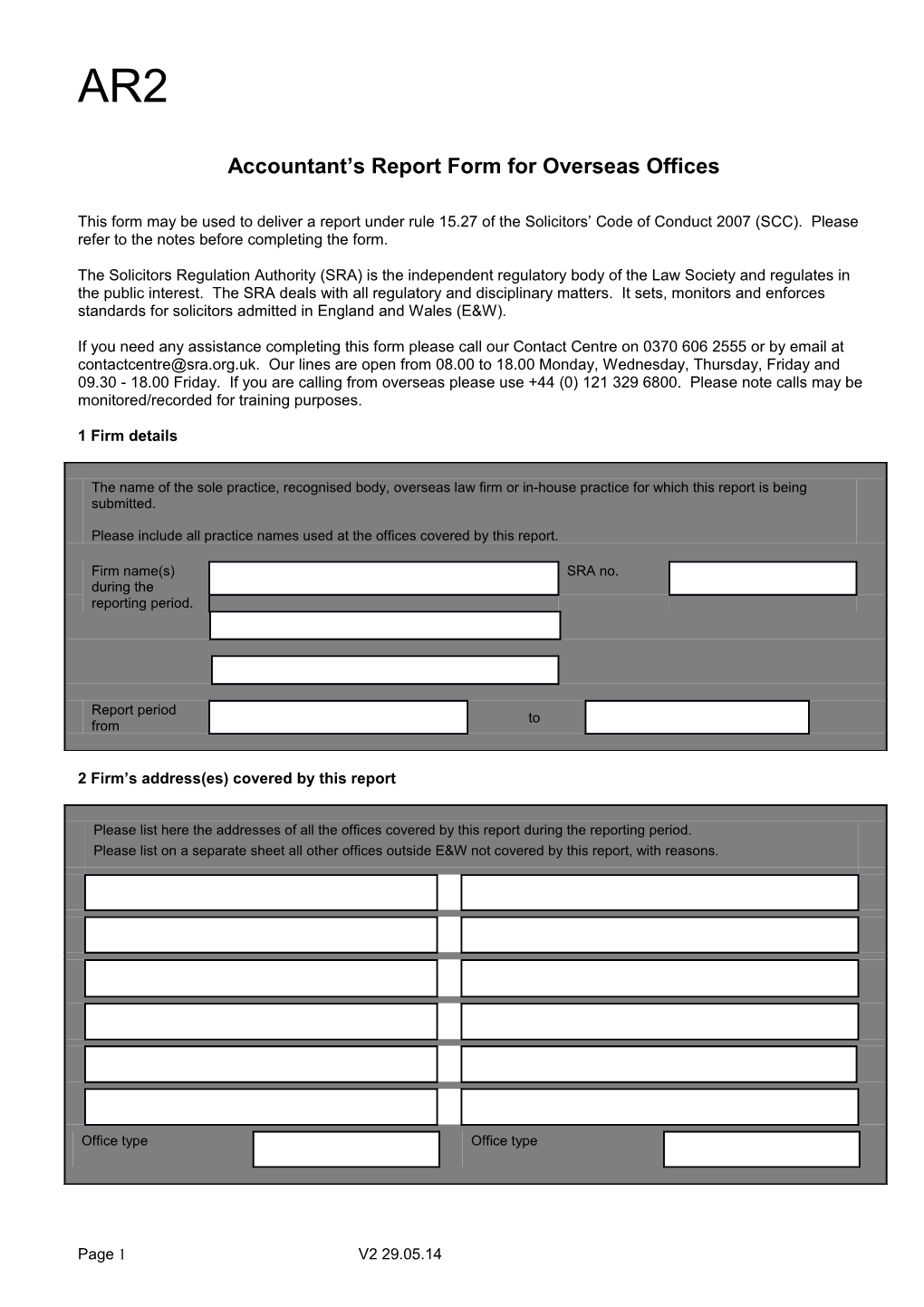 Accountant S Report Form for Overseas Offices