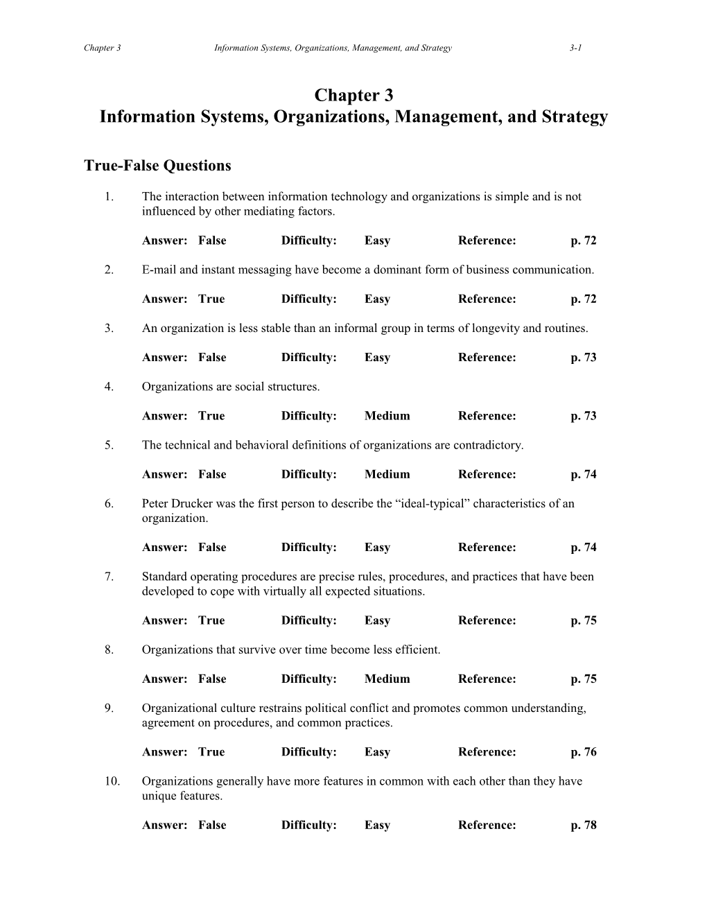 Chapter 3: Information Systems, Organizations, Management, and Strategy