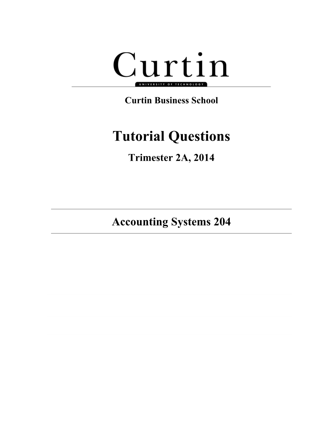 Accounting Systems 204Additional Questions