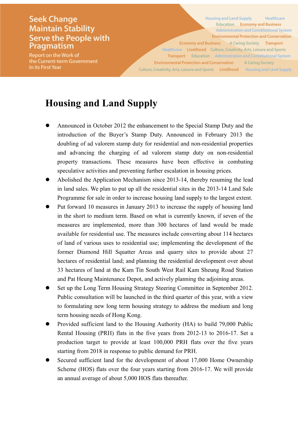 Housing and Land Supply