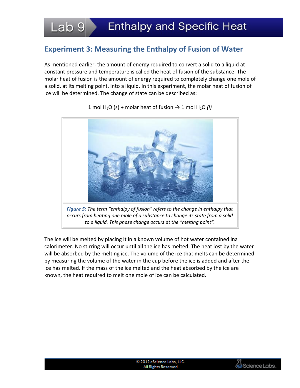 Experiment 3: Measuring the Enthalpy of Fusion of Water