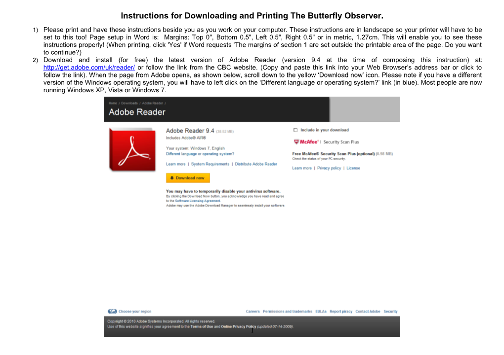 Instructions for Downloading and Printing the Butterfly Observer