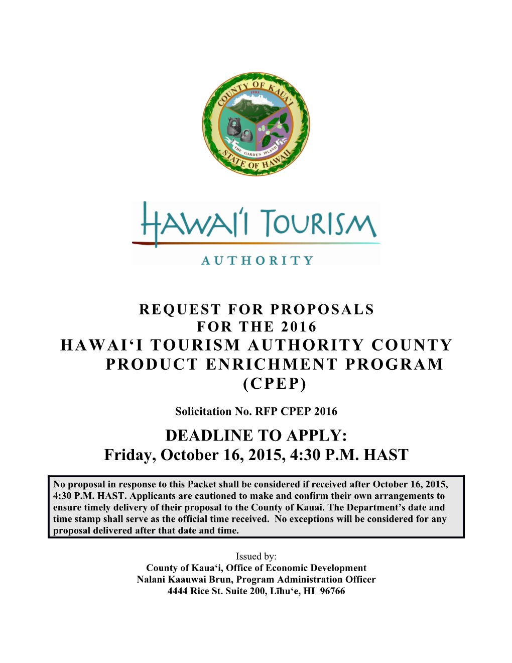 Hawai I Tourism Authority County Product Enrichment Program (Cpep)