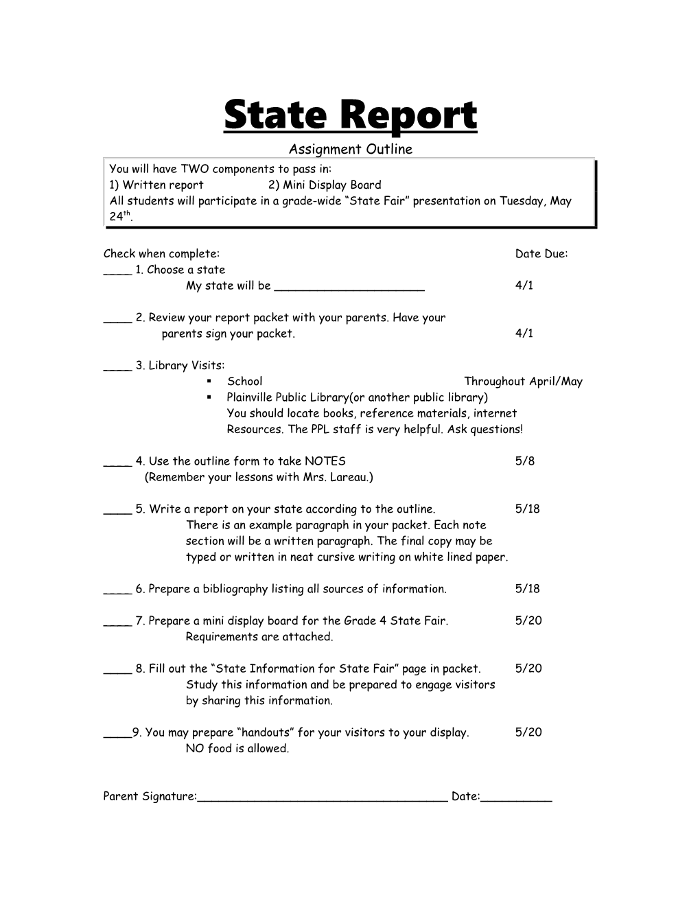 State Report Outline