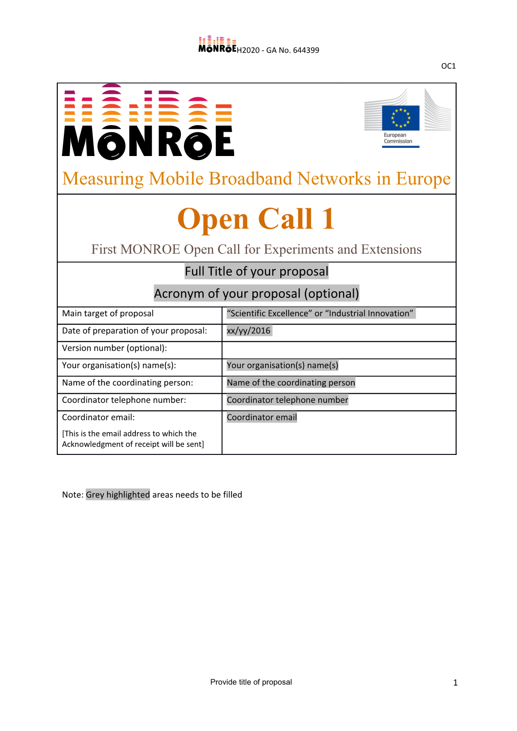 MONROE Open Call