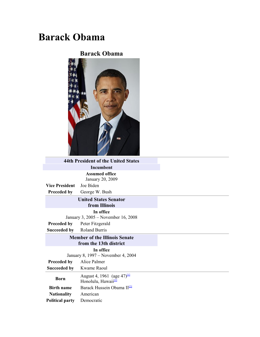 Barack Hussein Obama II (Pronounced /Bəˈrɑːk Hʊˈseɪn Oʊˈbɑːmə/; Born August 4, 1961) Is