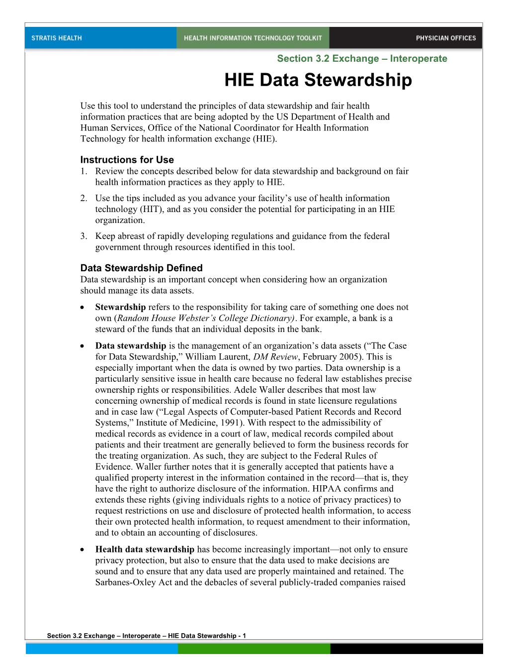 HIE Data Stewardship