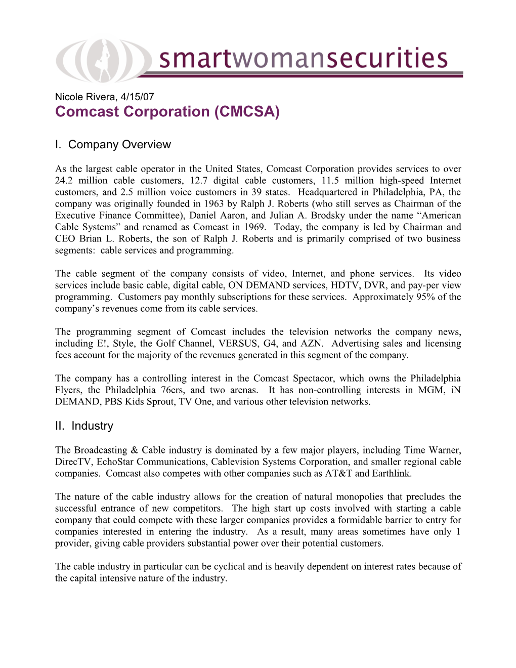 Comcast Corporation (CMCSA)