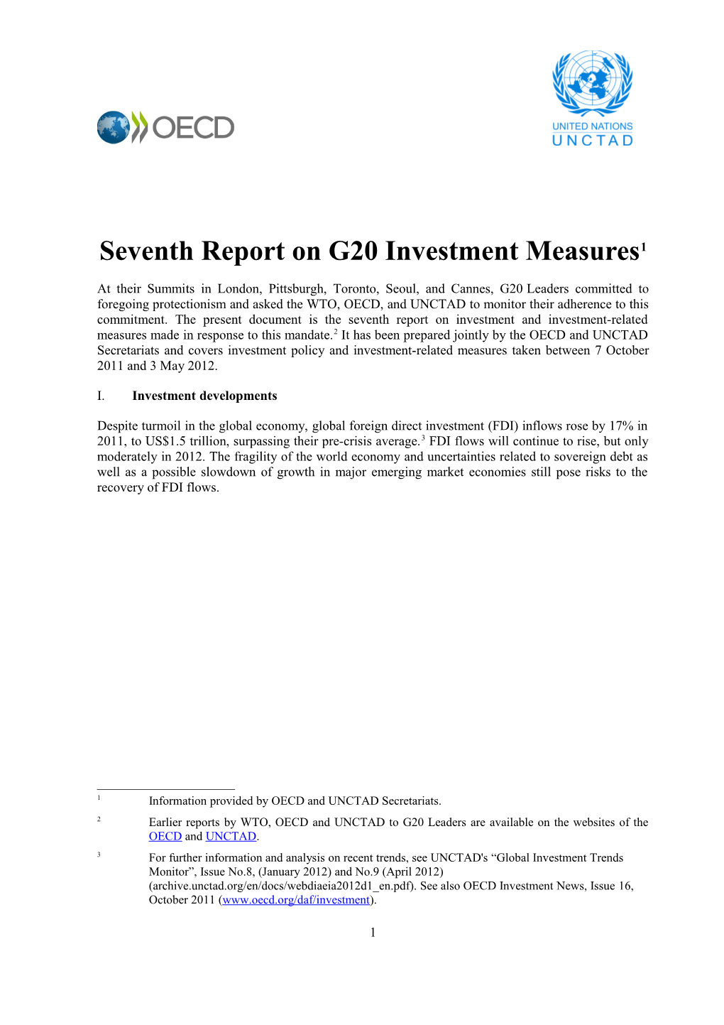 Seventh Report on G20 Investment Measures 1