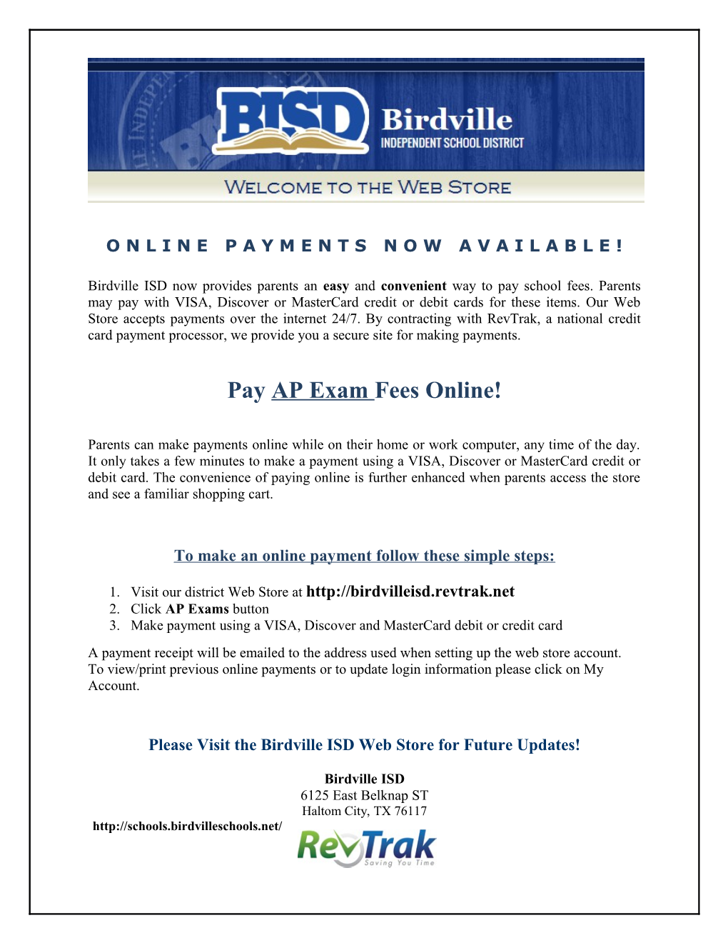 Pay AP Exam Fees Online!
