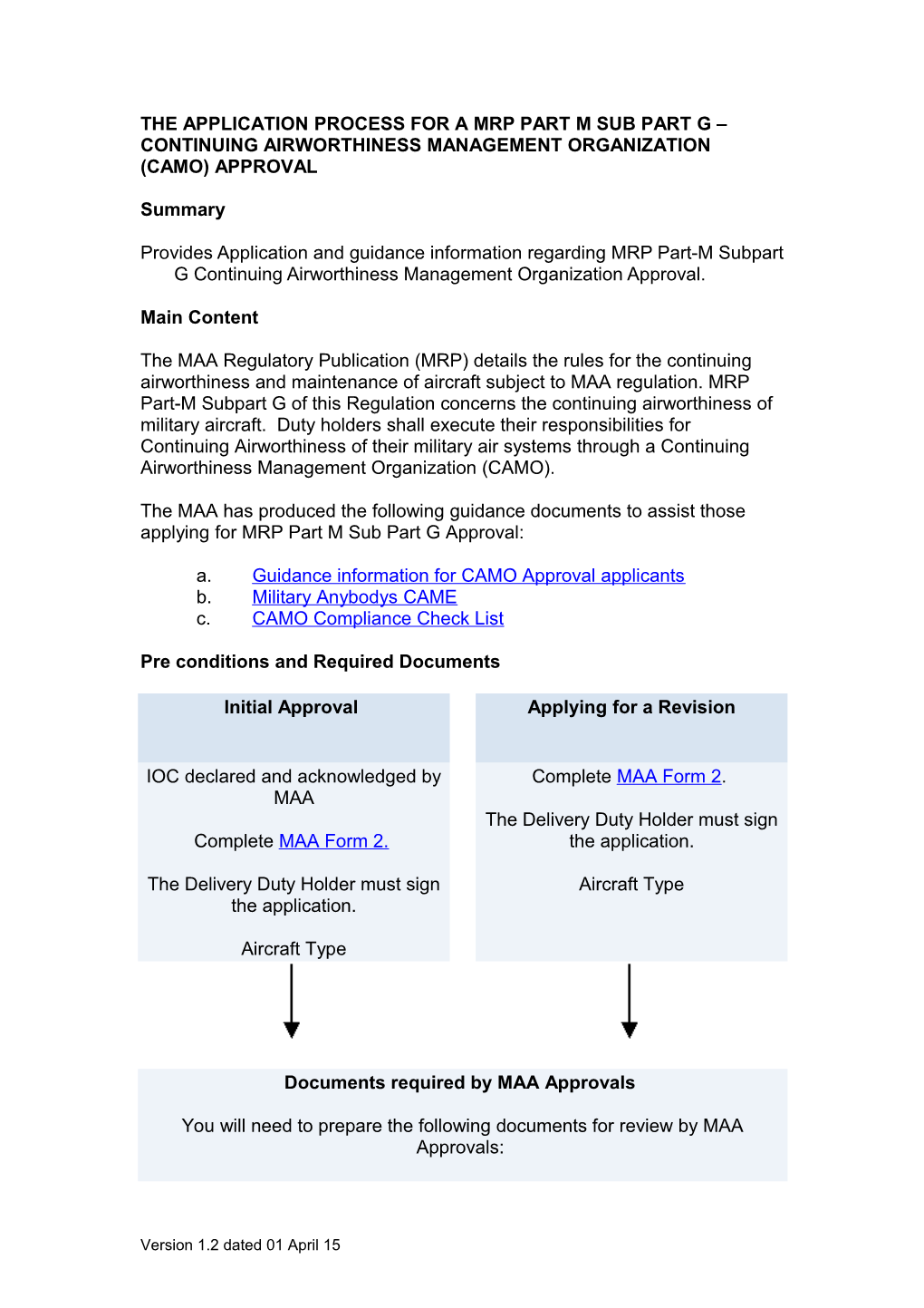 The Application Process for a Mrp Part M Subpart G Continuing Airworthiness Management
