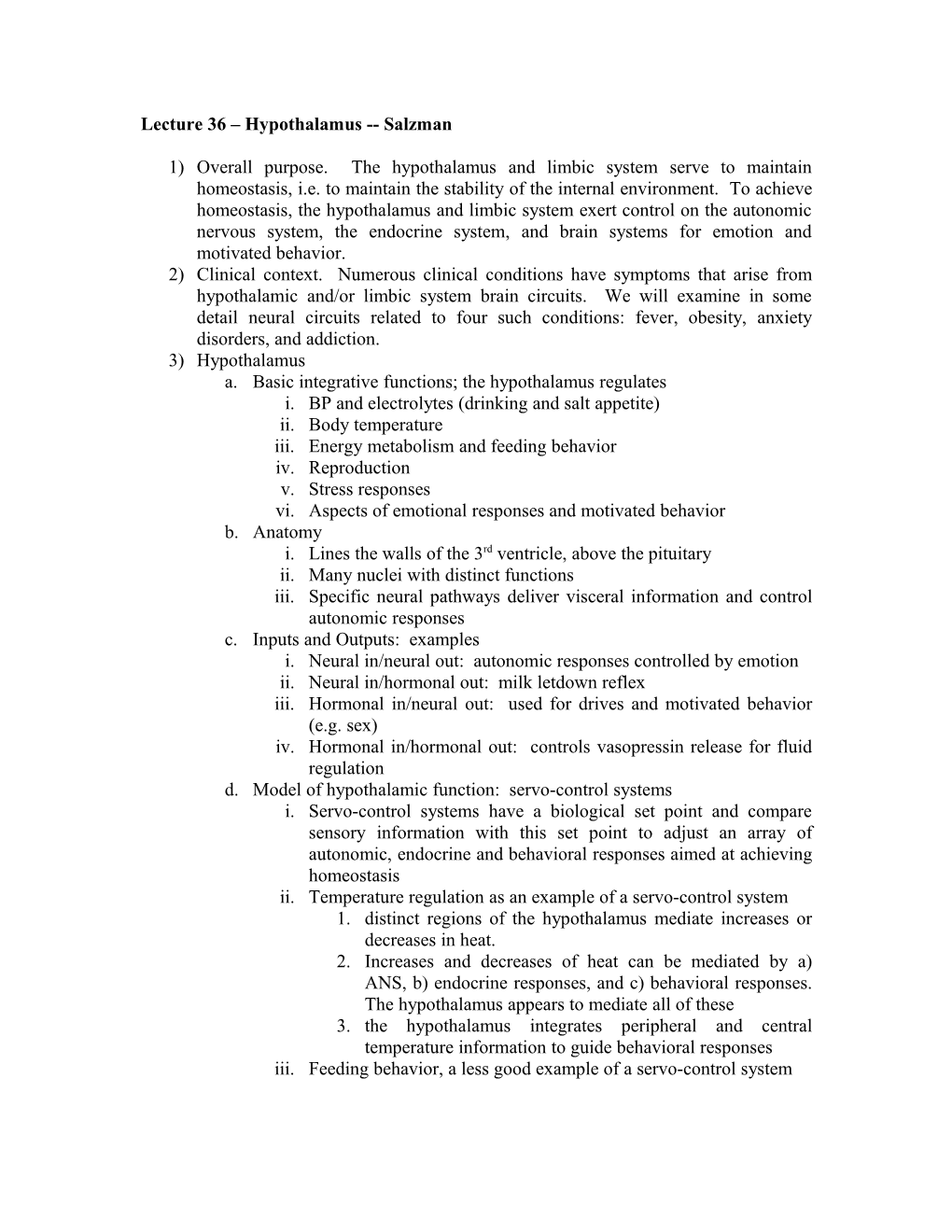 Hypothalamus and Limbic System