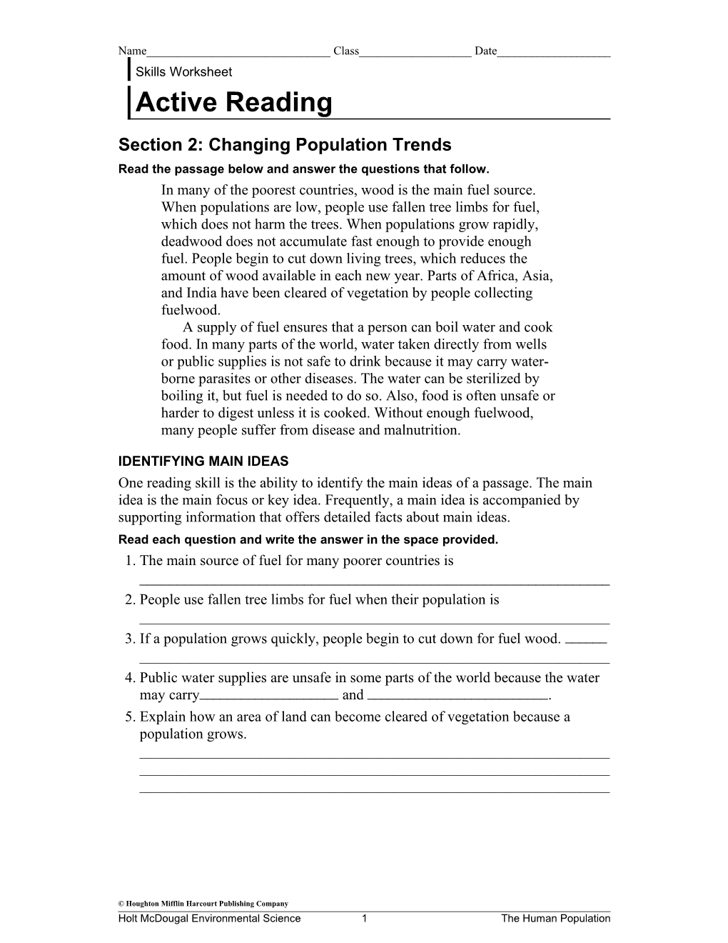 Section 2: Changing Population Trends