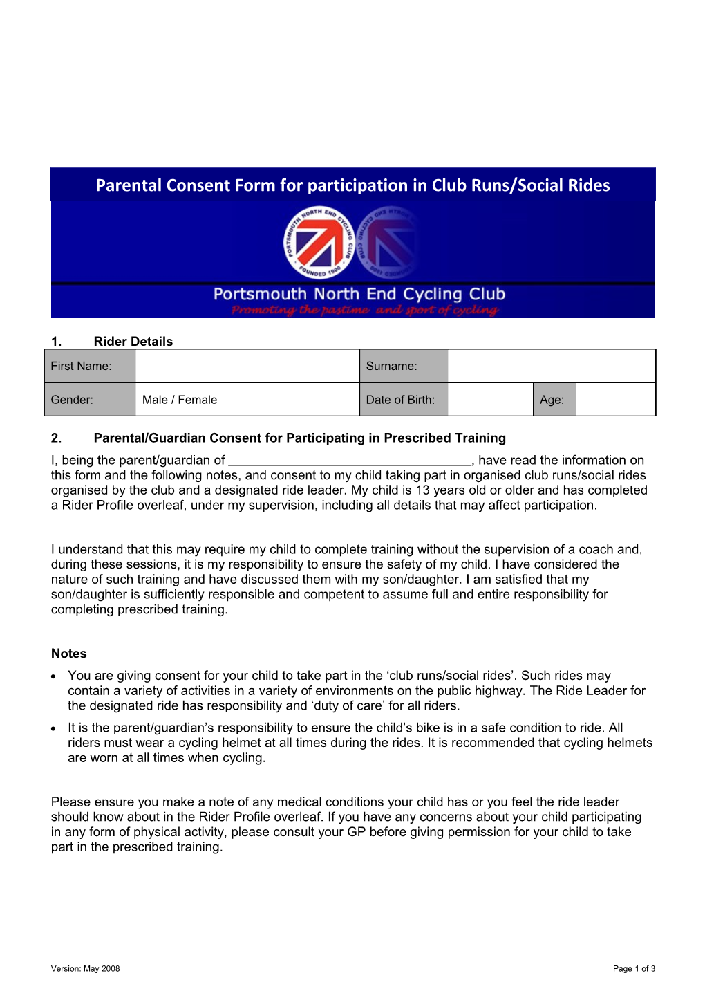 2.Parental/Guardian Consent for Participating in Prescribed Training